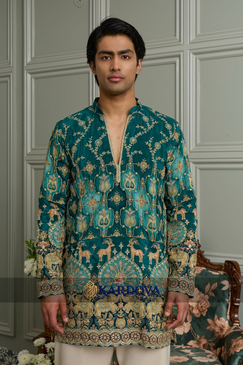 V neck short kurta with Premium Korean Pants
