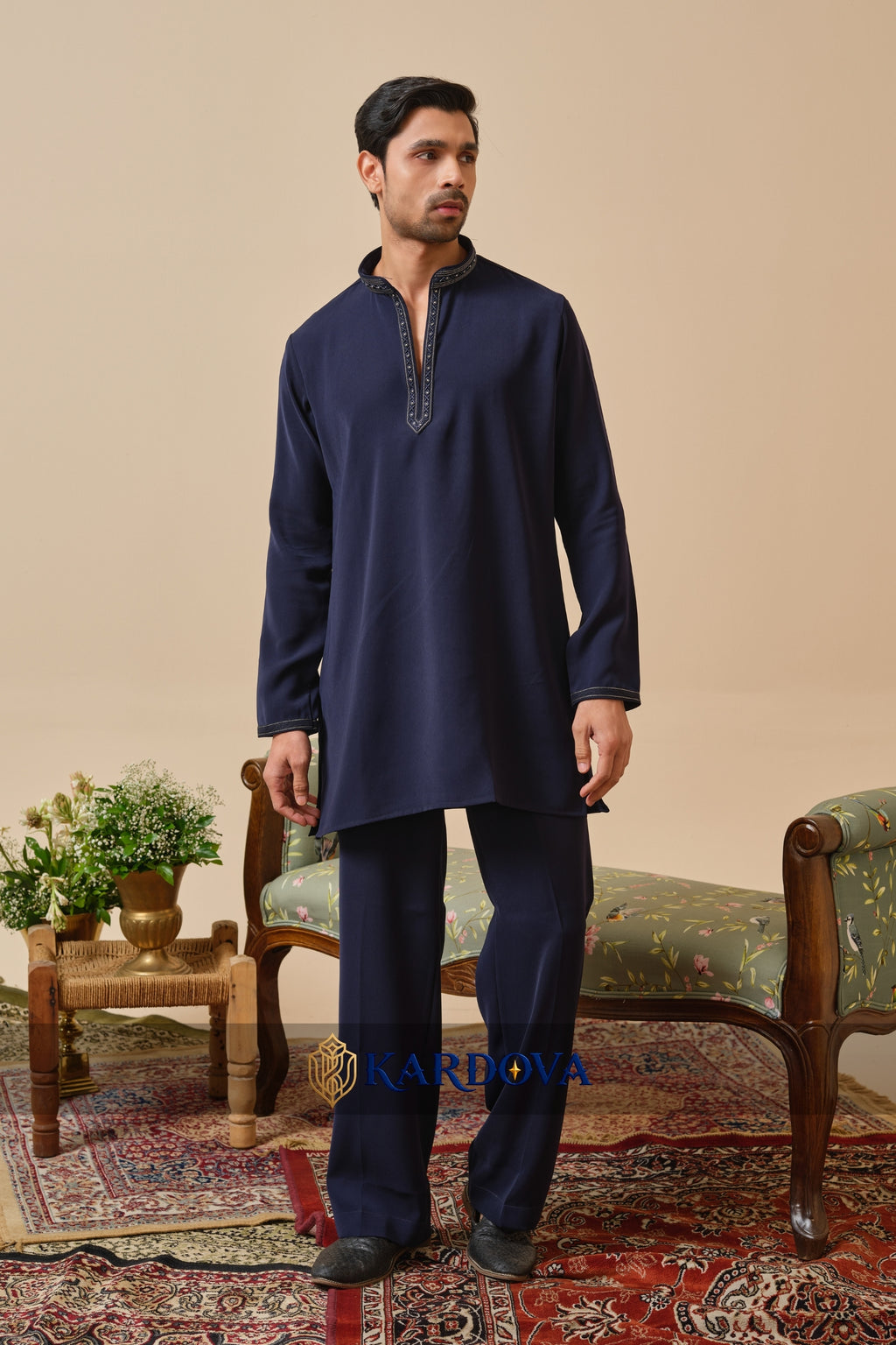 Navy Blue Classic Kurta