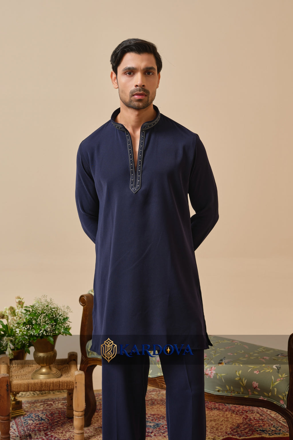 Navy Blue Classic Kurta