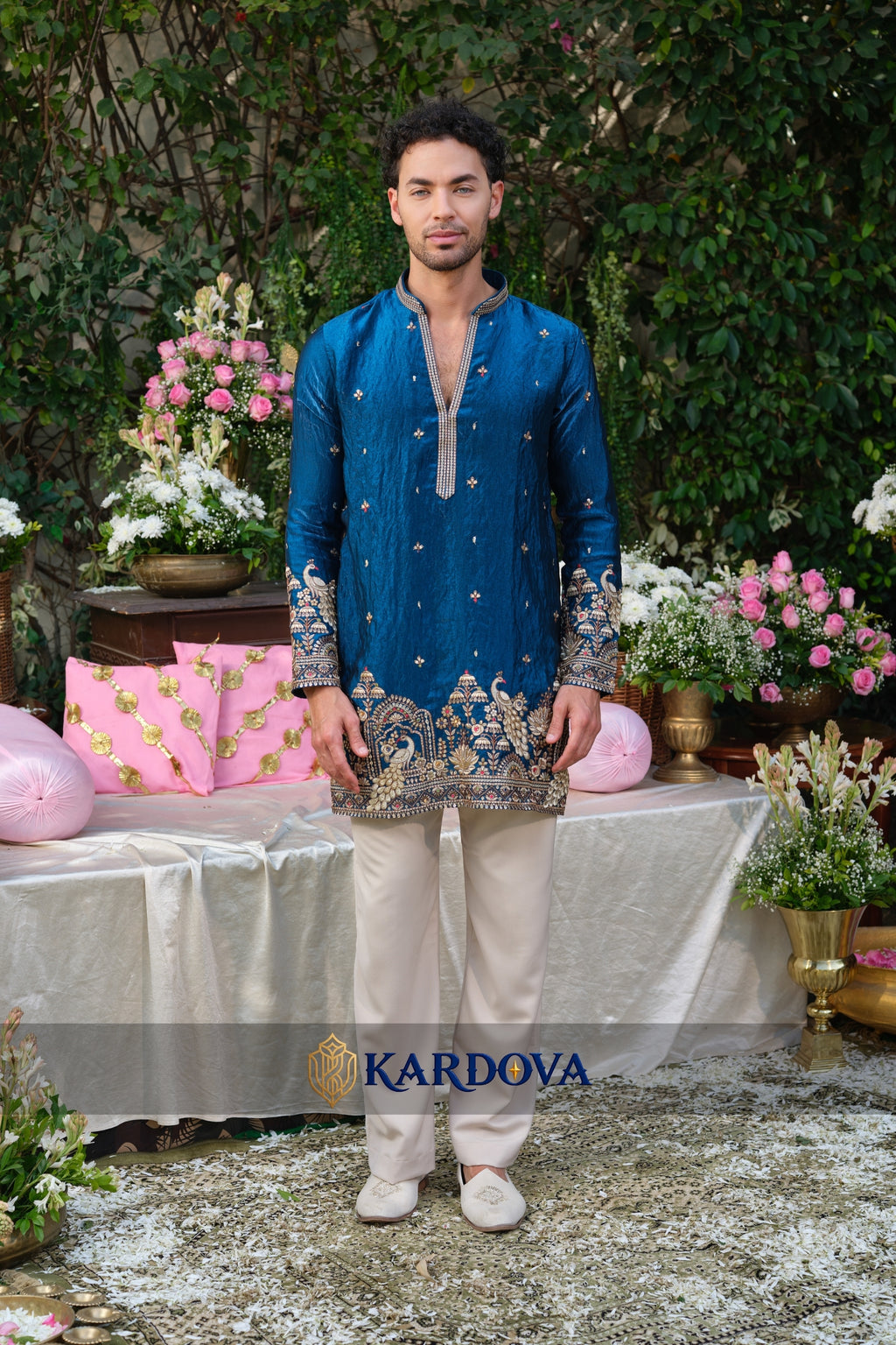 V NECK BLUE COLOR SHORT KURTA
