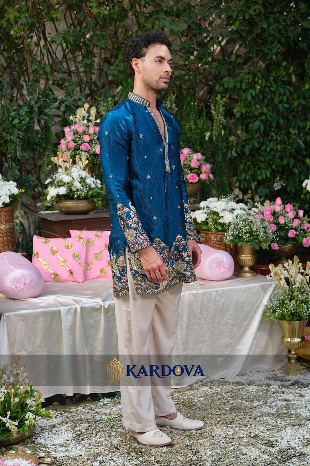 V NECK BLUE COLOR SHORT KURTA