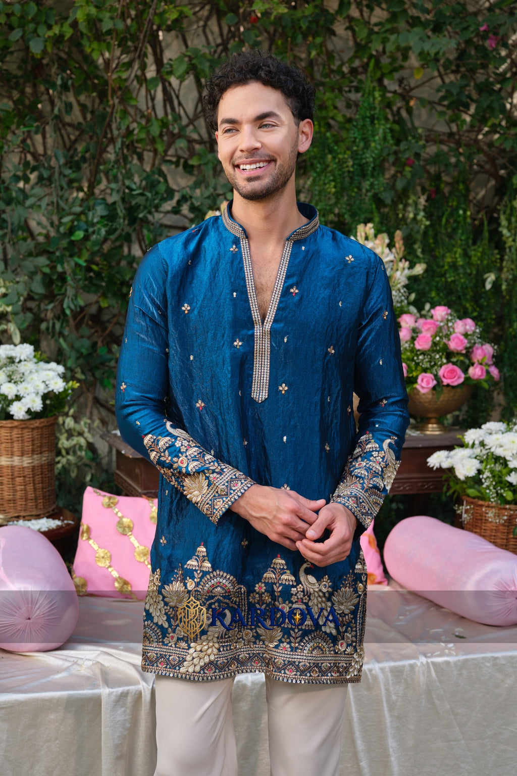 V NECK BLUE COLOR SHORT KURTA
