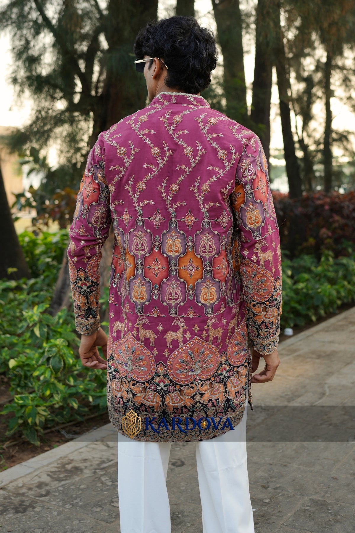 Peach Color V neck short kurta with Premium Korean Pants