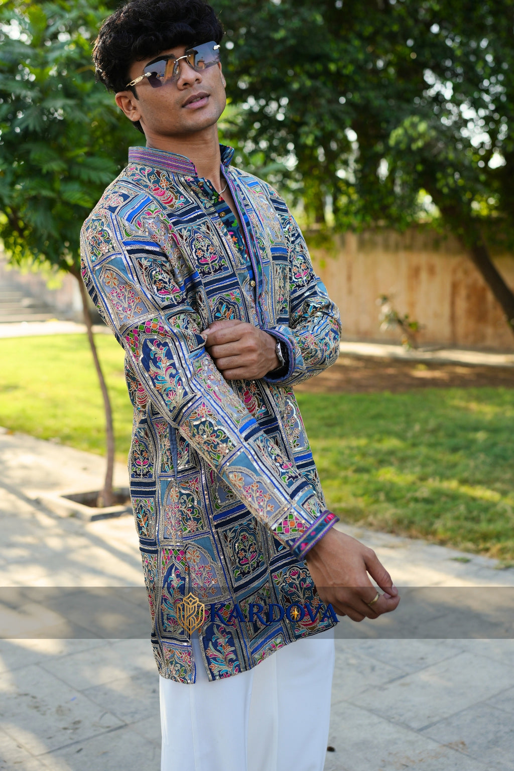 Blue Color Short Kurta For Men with Premium Korean Pants