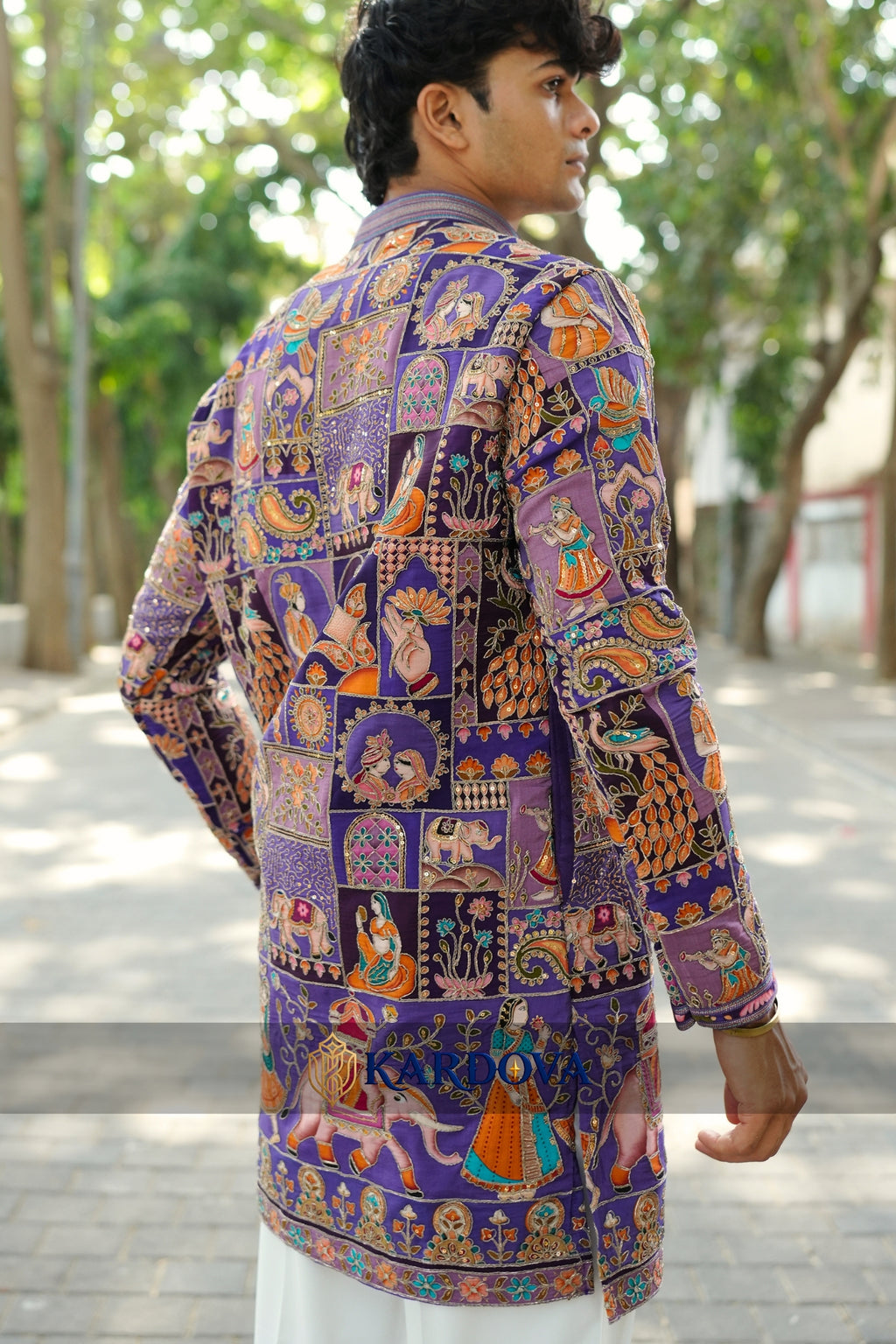 Purple colour short kurta for men with Premium Korean Pants